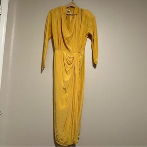 Vintage Yellow Silk Midi Dress size 6